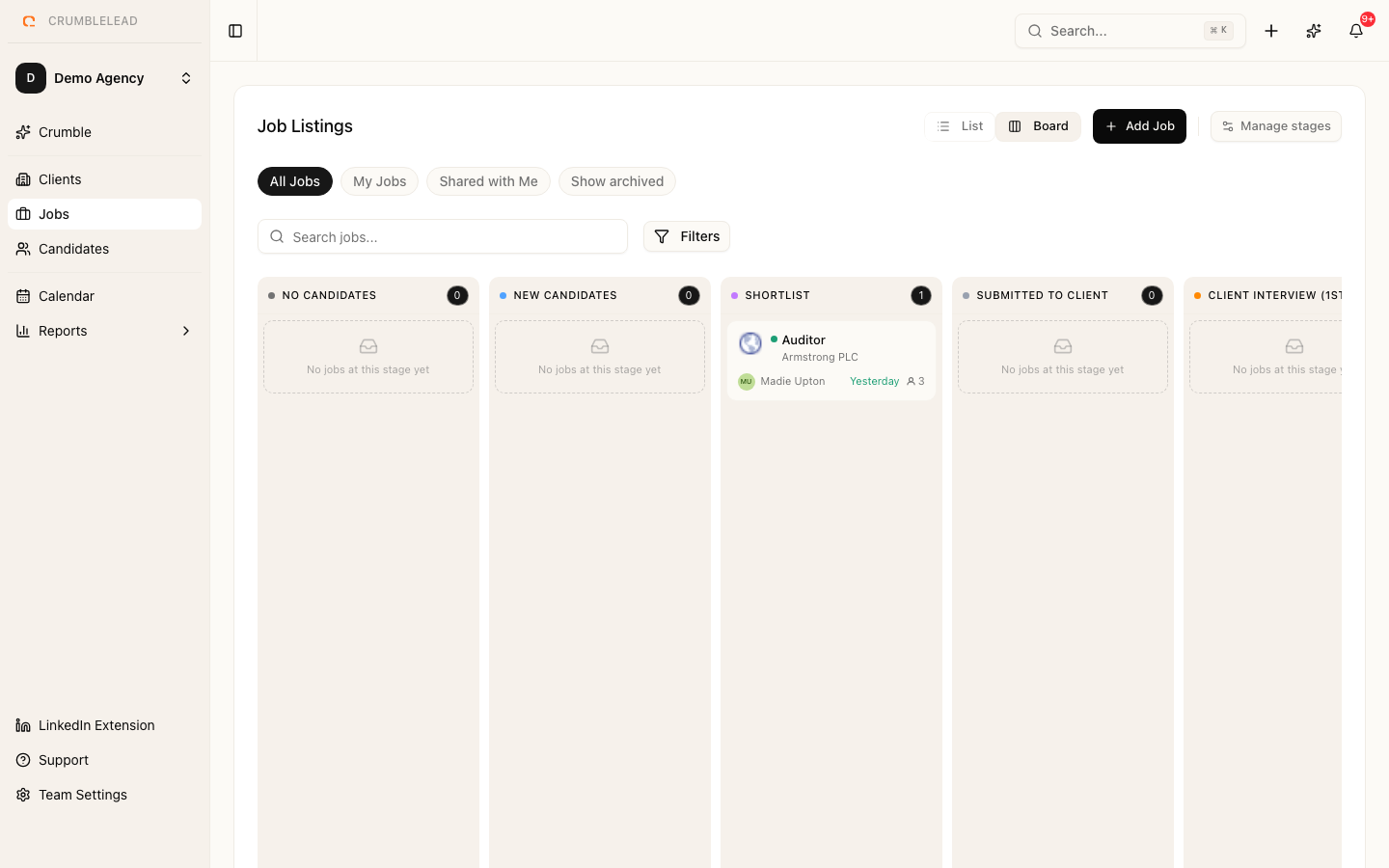 The jobs board in Crumblelead